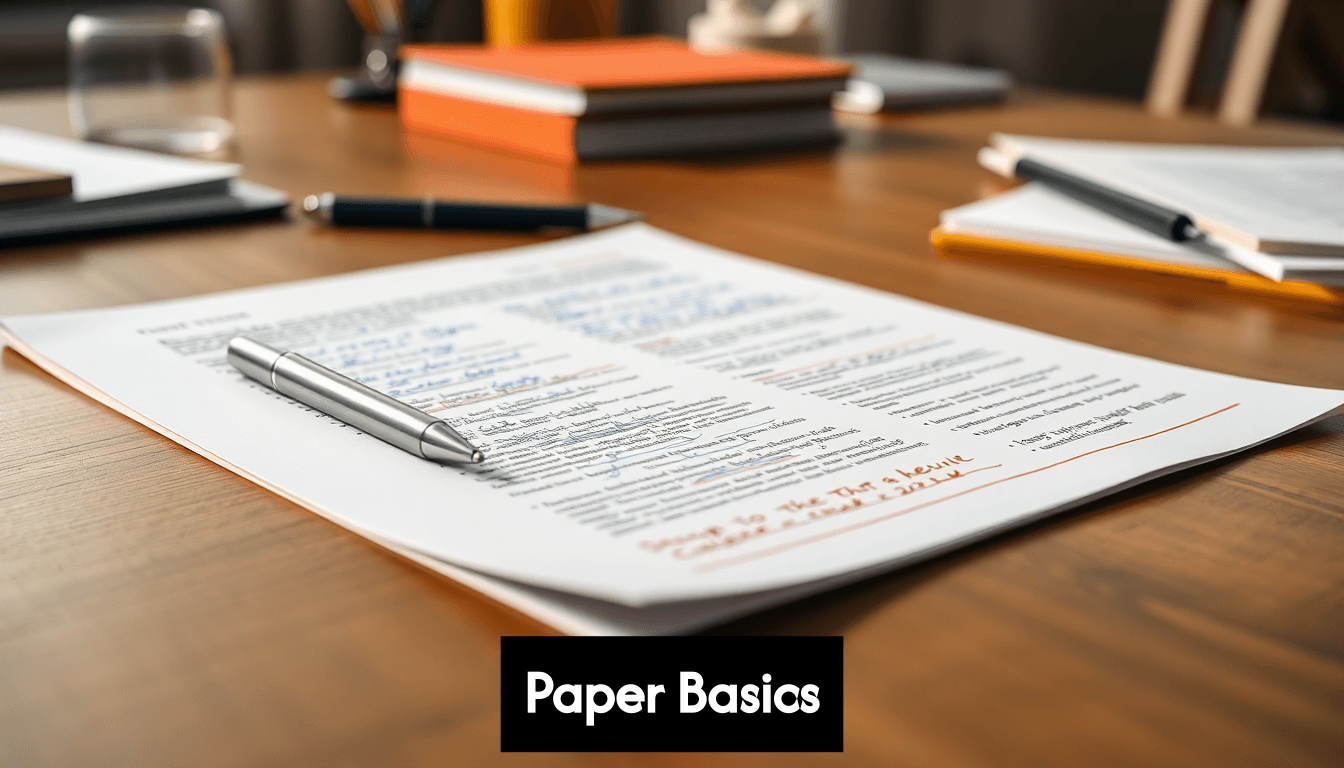 손으로 쓴 메모가 있는 학술 논문 초안