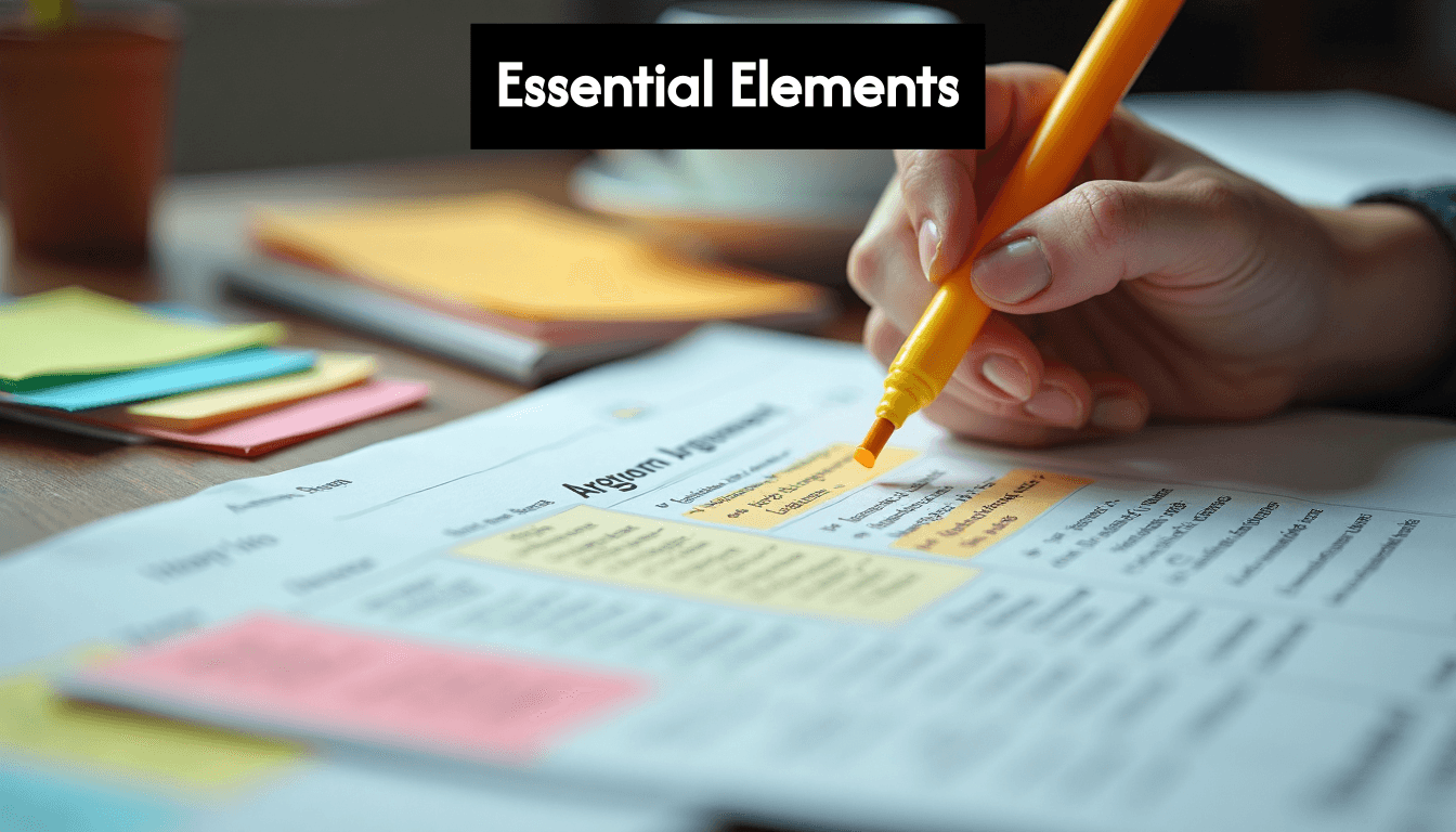 Main surlignant des notes sur un plan dargument