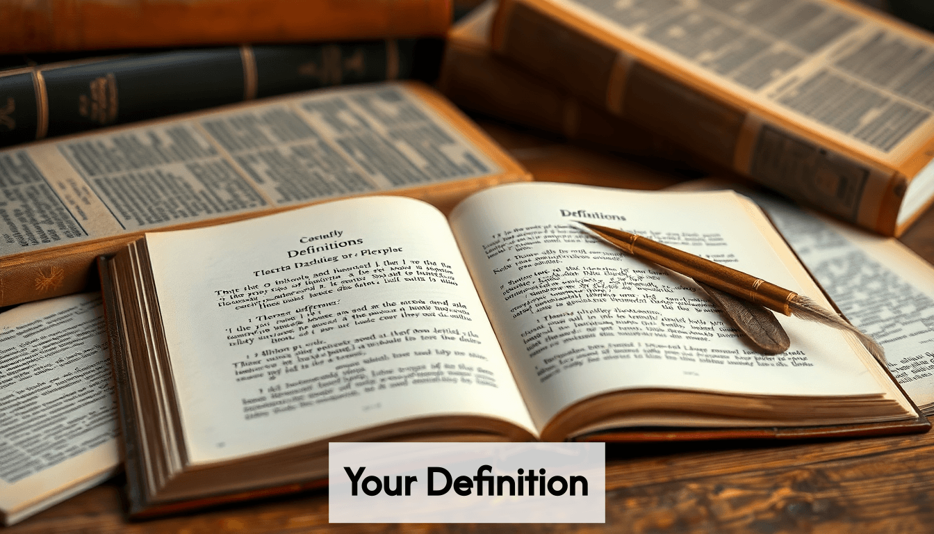 Ein offenes Buch mit Definitionen.