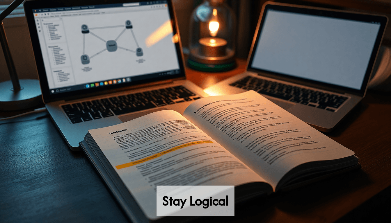 Caderno com anotações sobre escrita lógica
