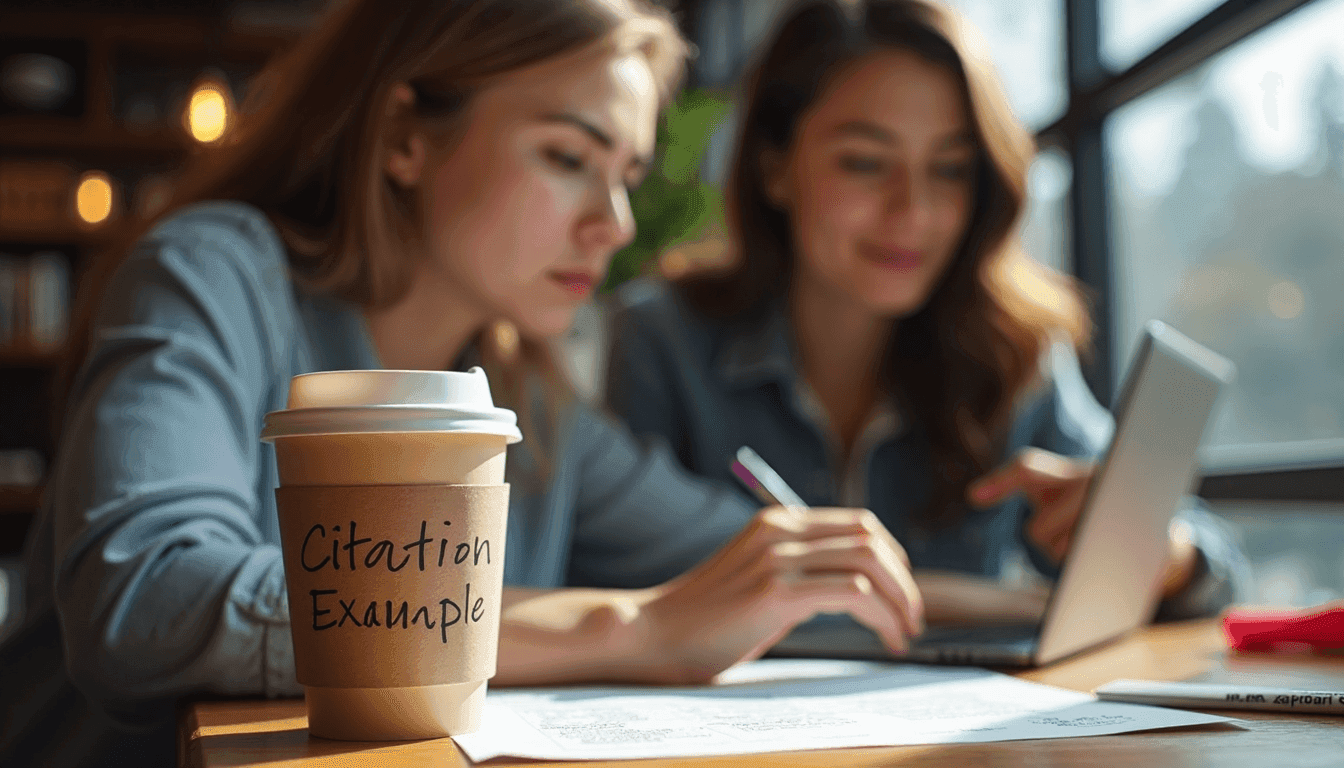 Studenti che consultano formati di citazione in un caffè