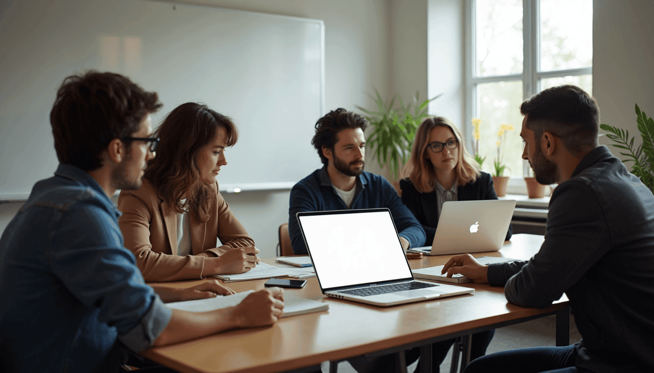 Grupo de seminário referenciando citação de imagem APA em uma tela de laptop