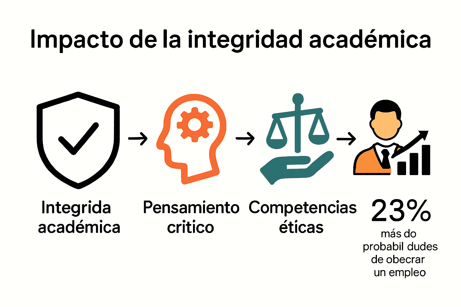 Infografia sobre impacto da integridade acadêmica na aprendizagem e competências éticas