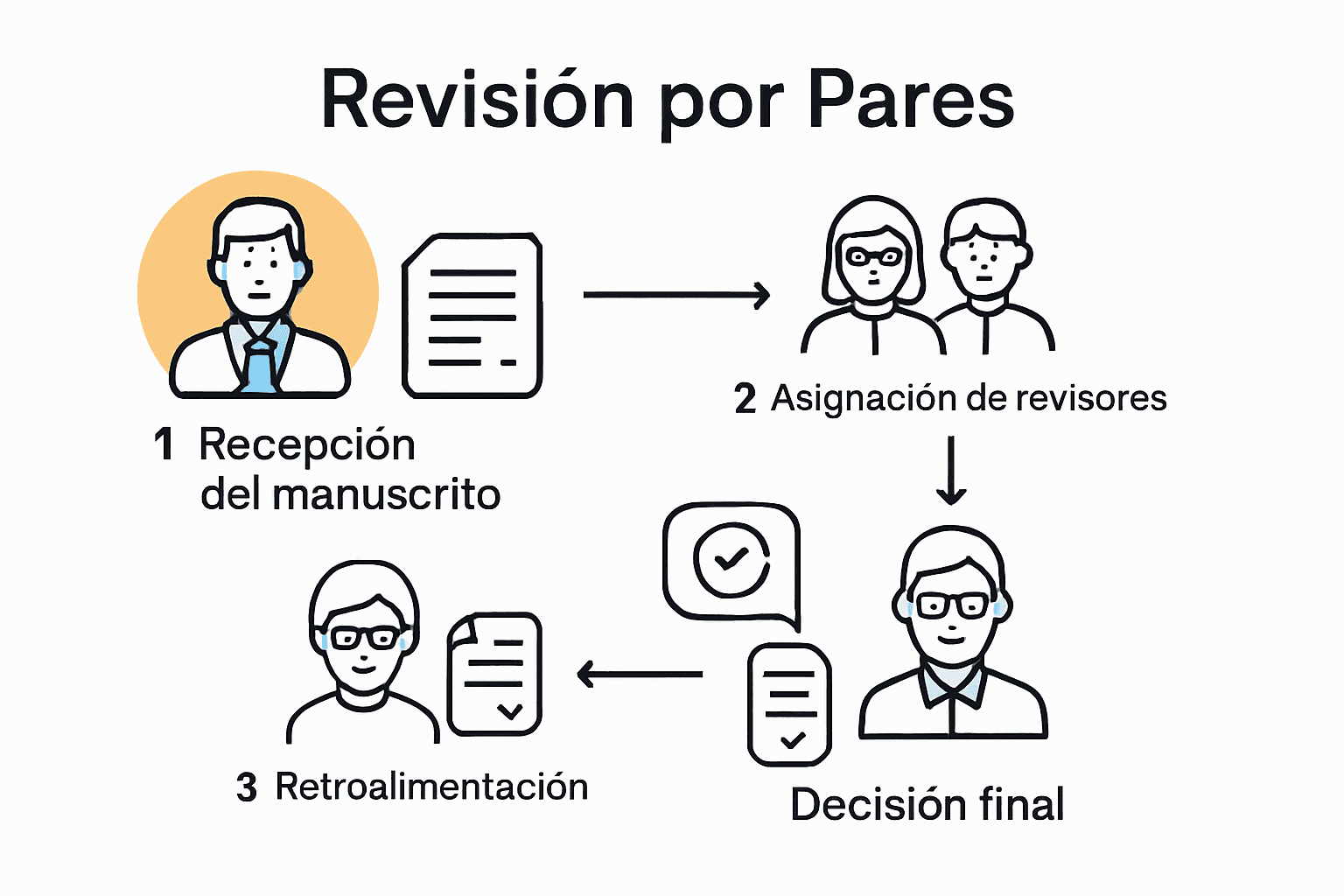 Infografia esquemática do processo de revisão por pares