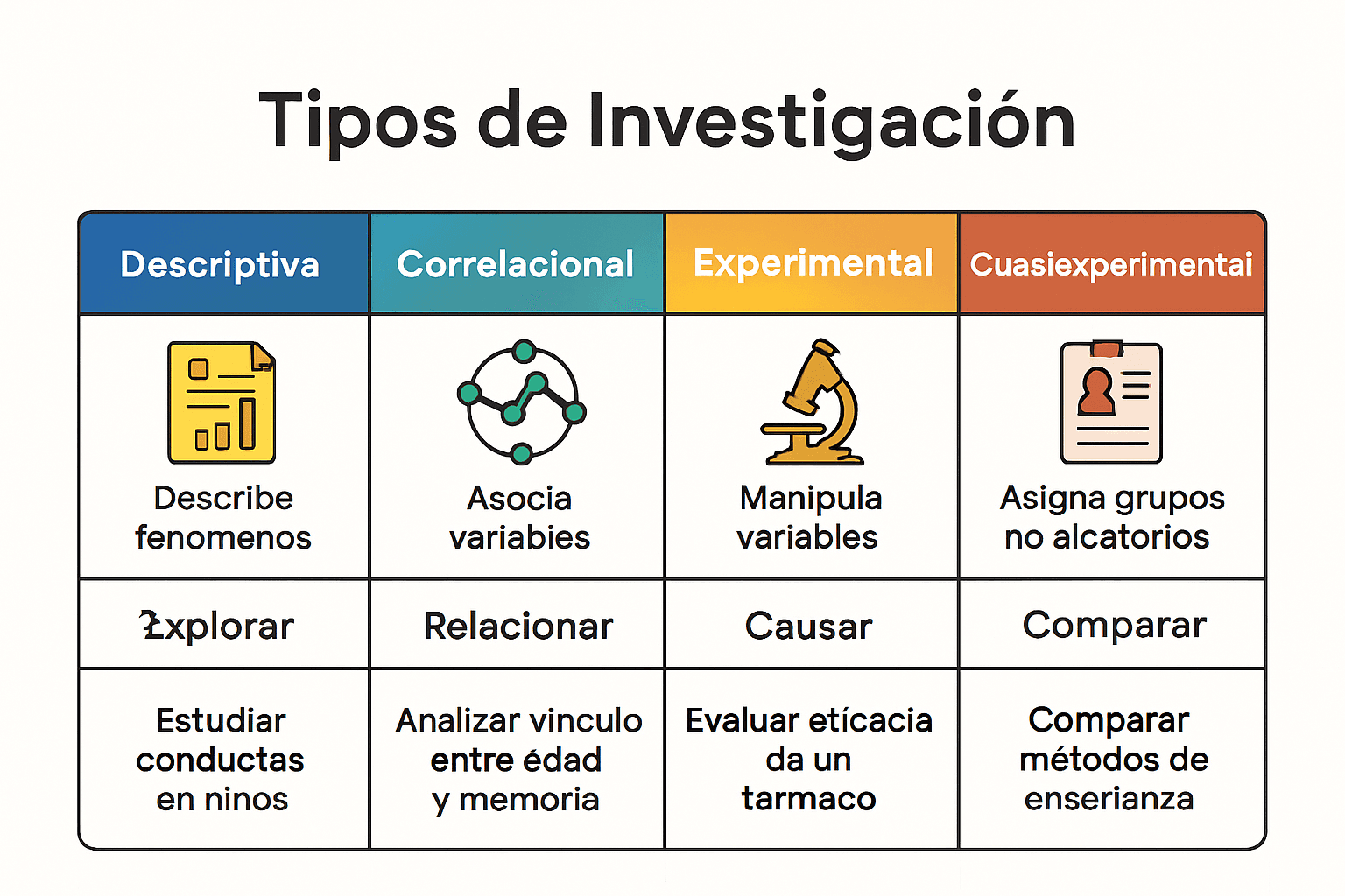 Infografia sobre tipos de pesquisa e suas diferenças