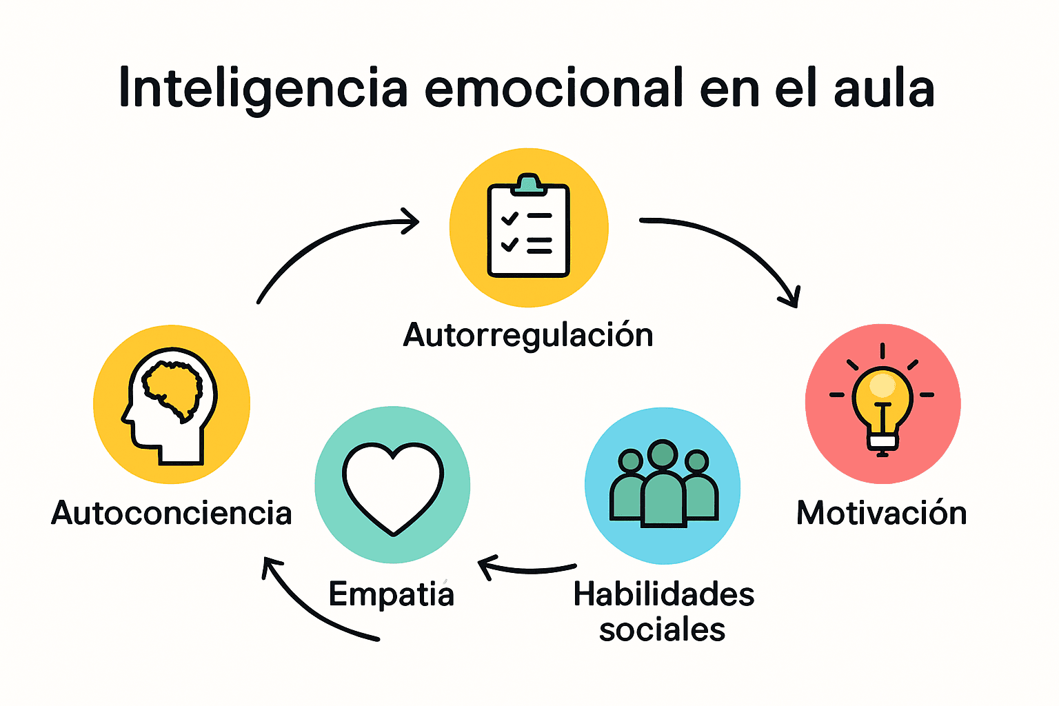 Infografia dos cinco componentes da inteligência emocional na sala de aula