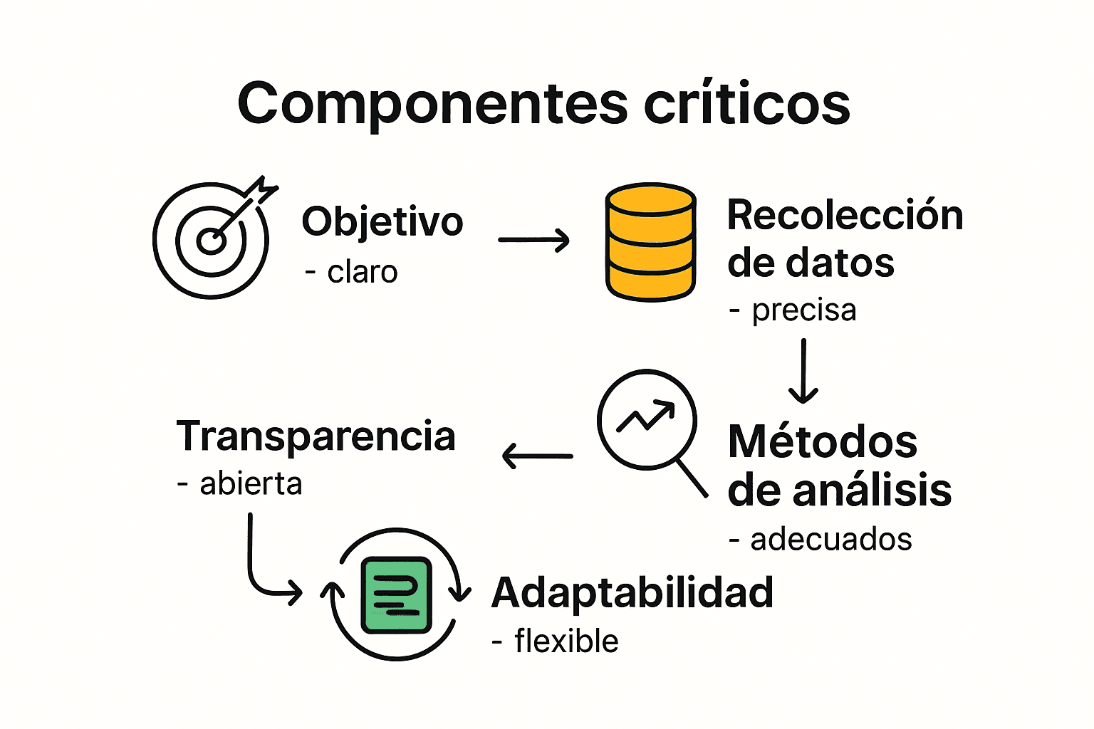 Infografia sobre os componentes chave de uma metodologia