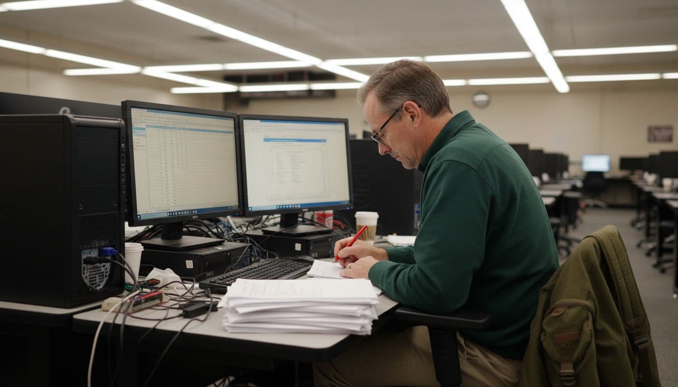 Teacher grading assignments in computer lab
