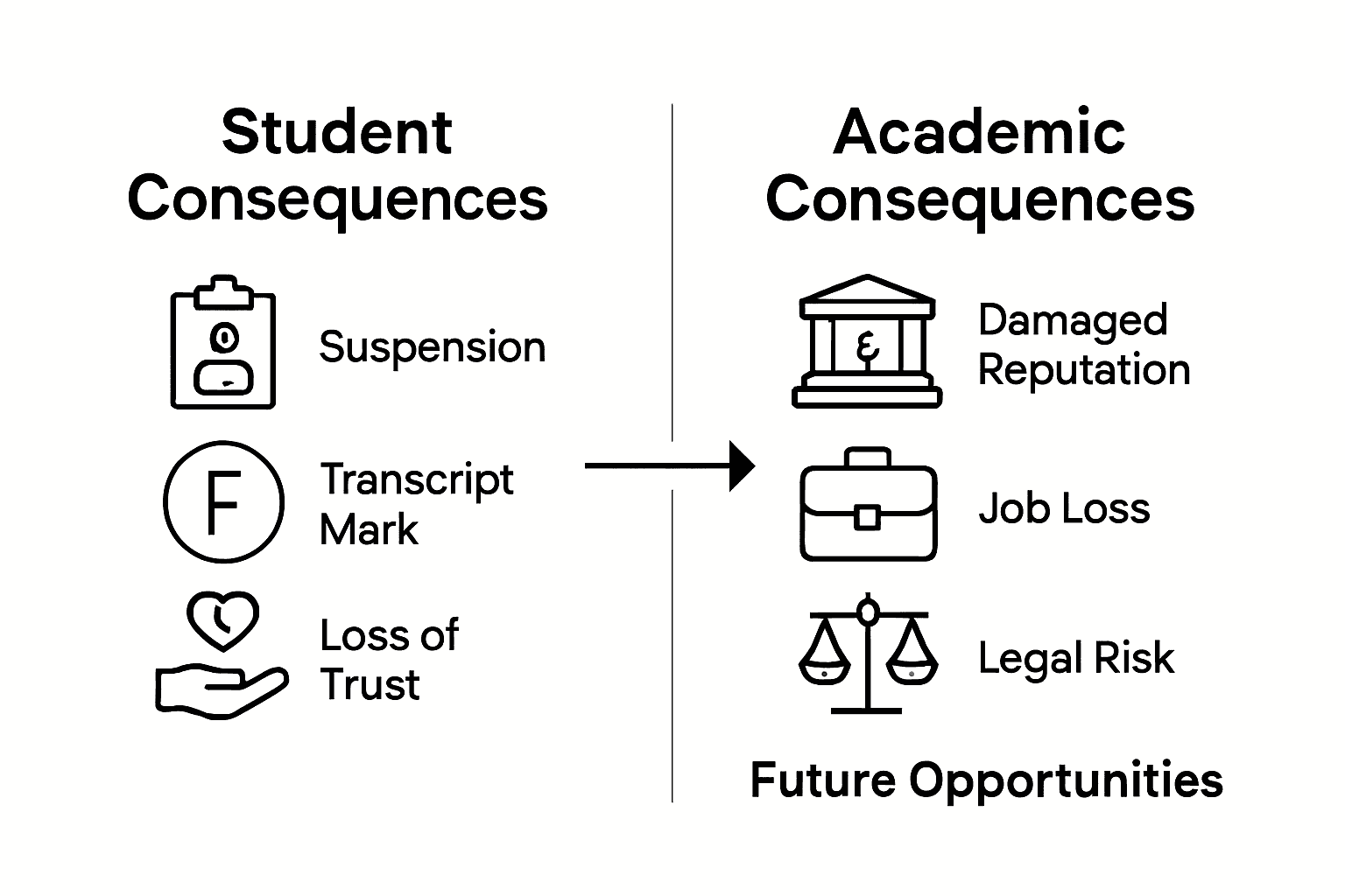 Infográfico compara consequências para estudantes e acadêmicos