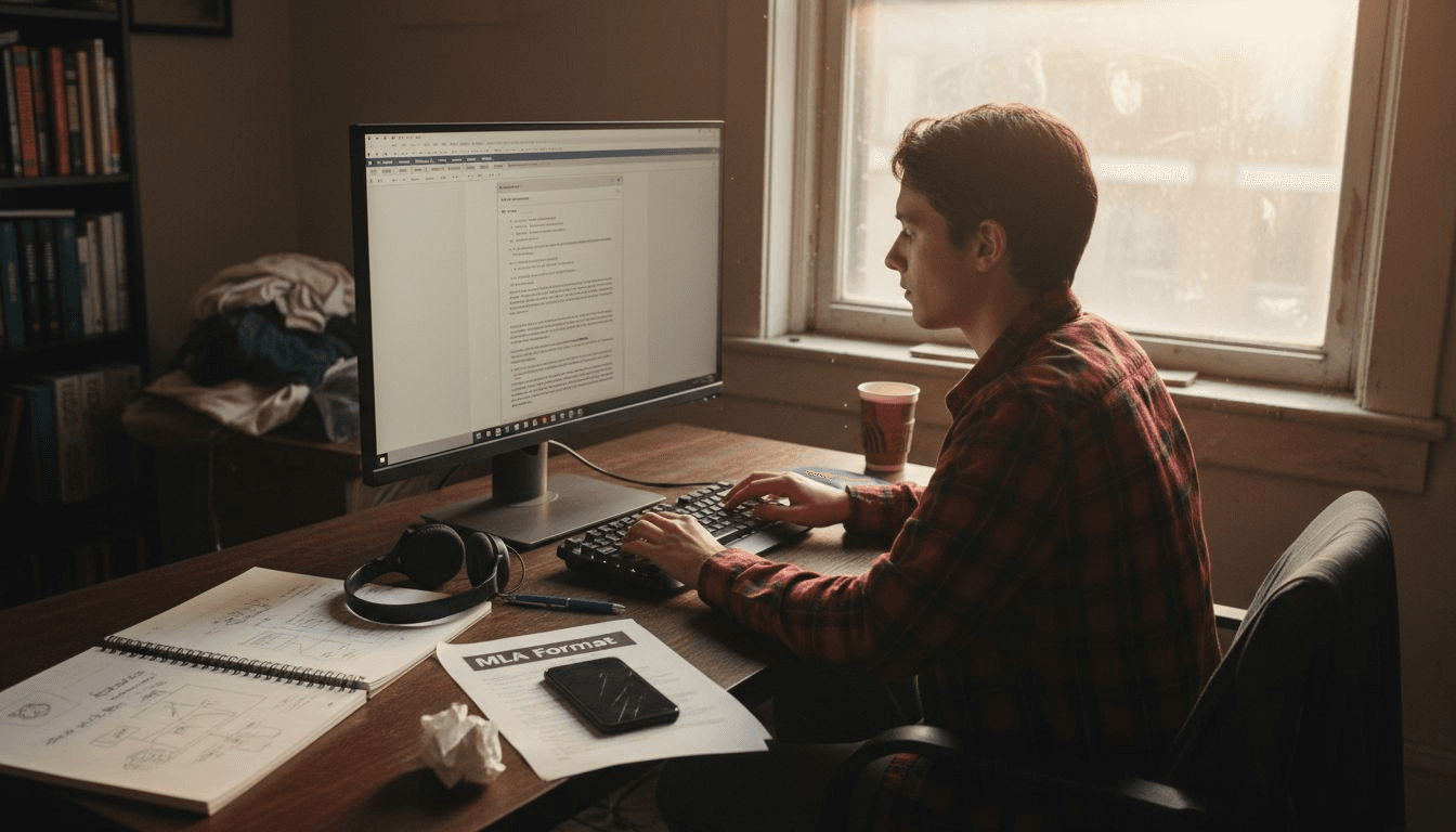 Student passt Dokumentränder für das MLA-Format an