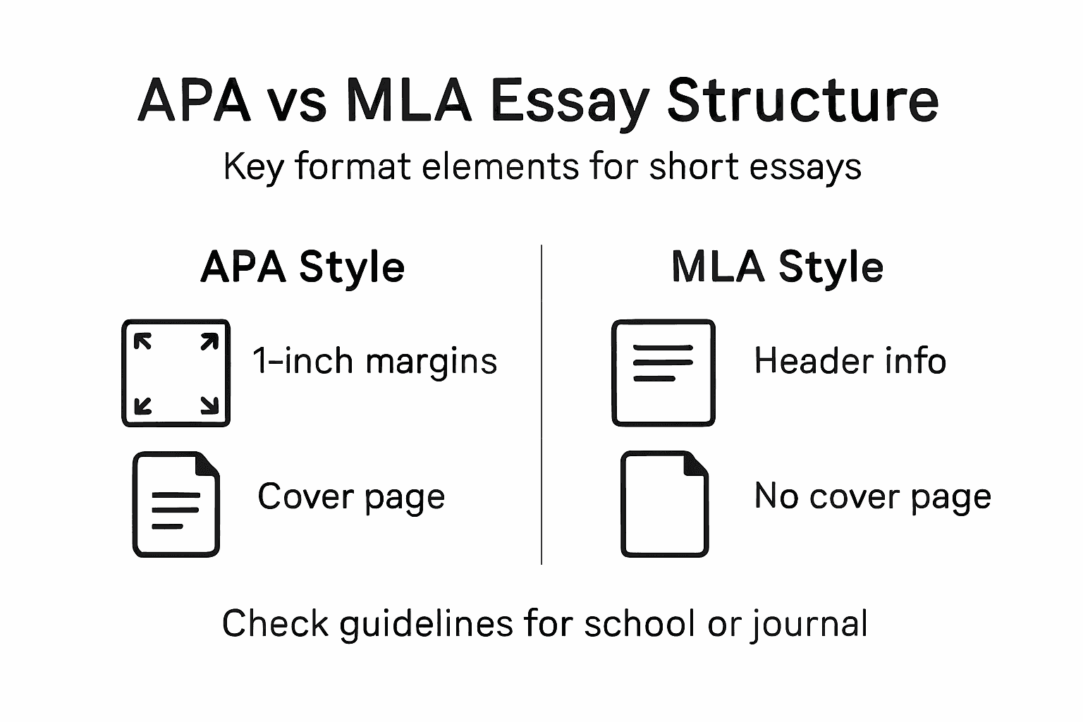 Infographic comparing APA and MLA essay elements
