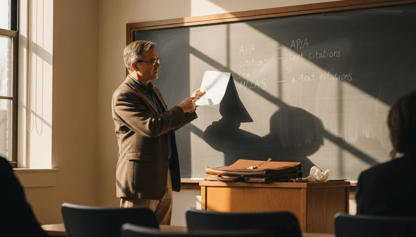 Professor reviewing in-text citation example