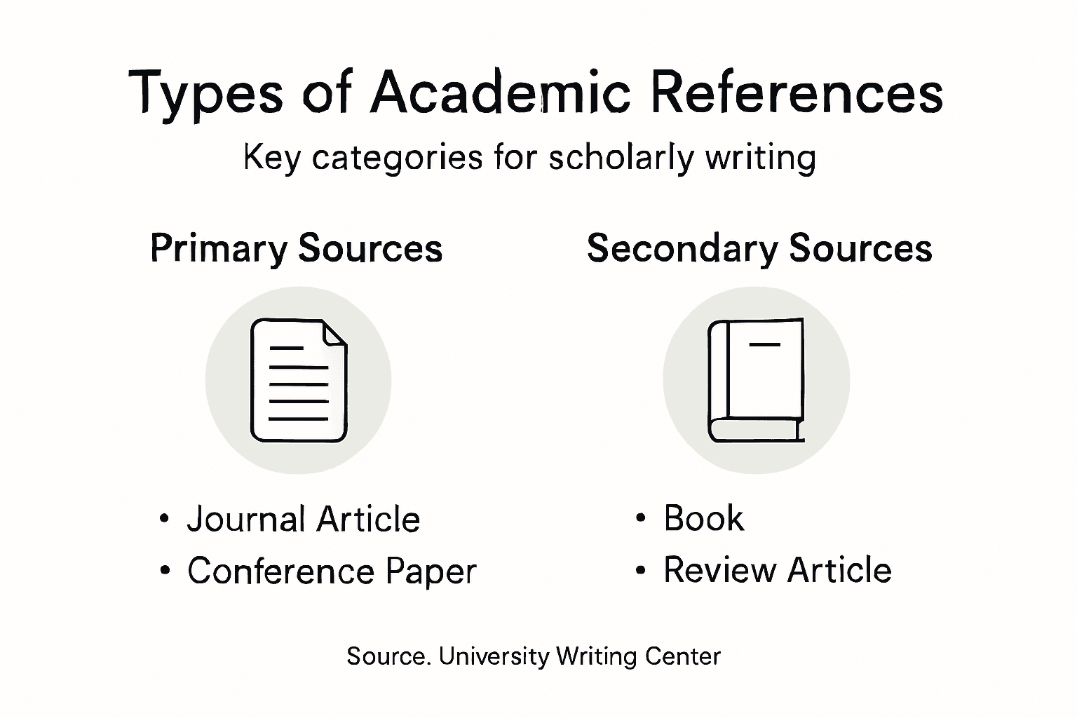 Infographic die academische referentietypen vergelijkt