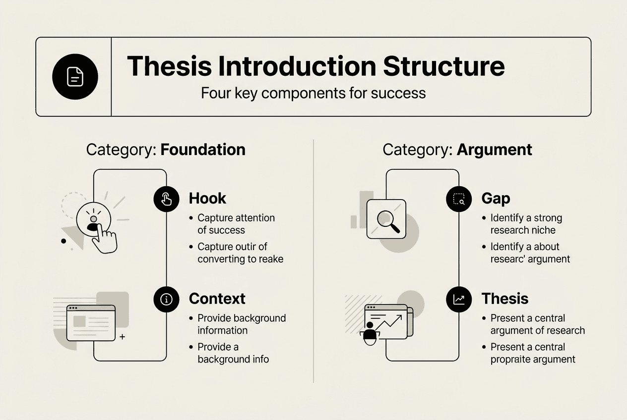 Infografía visualizando la estructura de la introducción de tesis