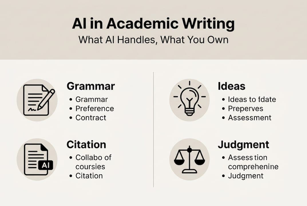 Infografía de roles de IA y usuario en la escritura