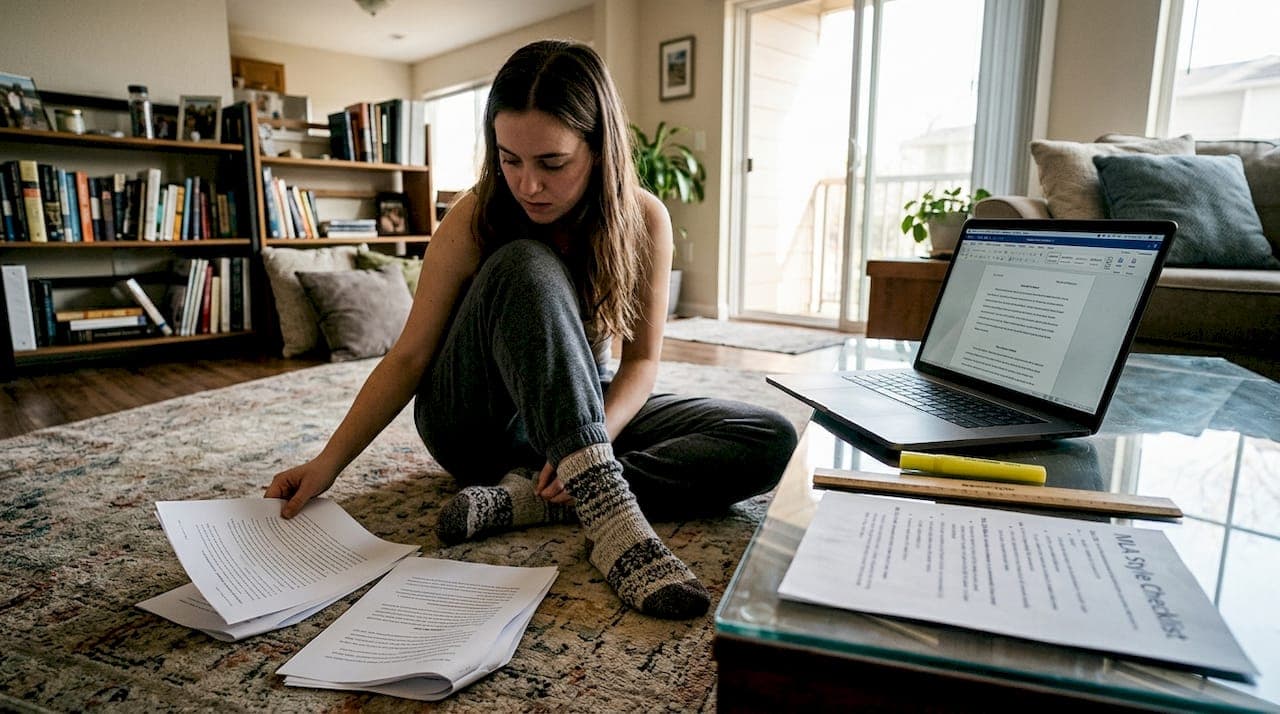 Student formatiert MLA-Papier zu Hause