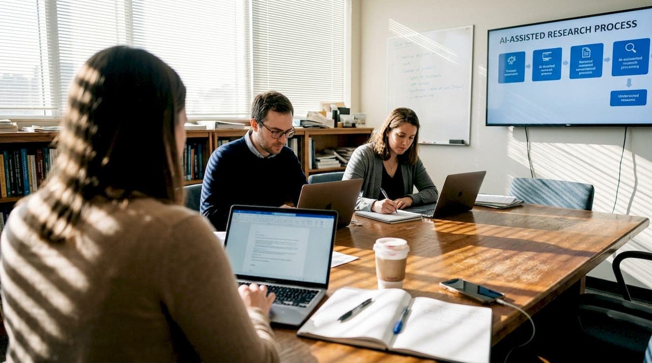 Équipe collaborant avec un flux de travail assisté par lIA