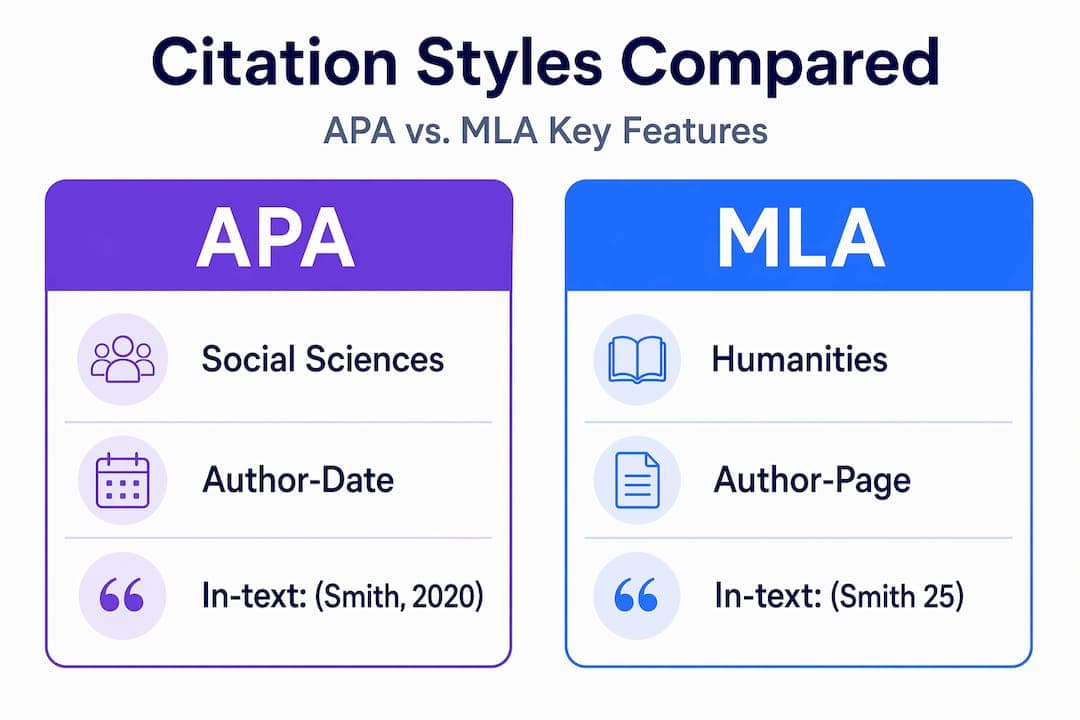 Infographie comparant les styles de citation APA et MLA