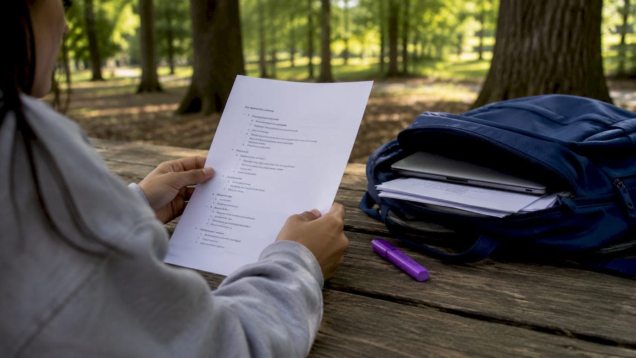 Hands reviewing research paper outline formats