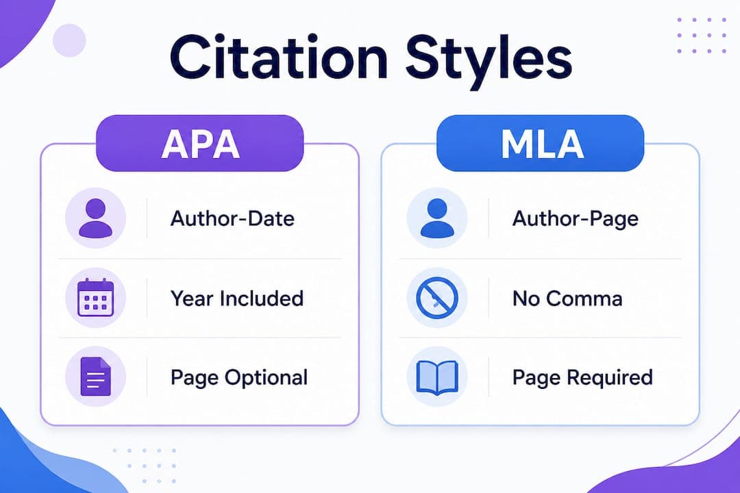 Infografica che confronta gli stili di citazione APA e MLA
