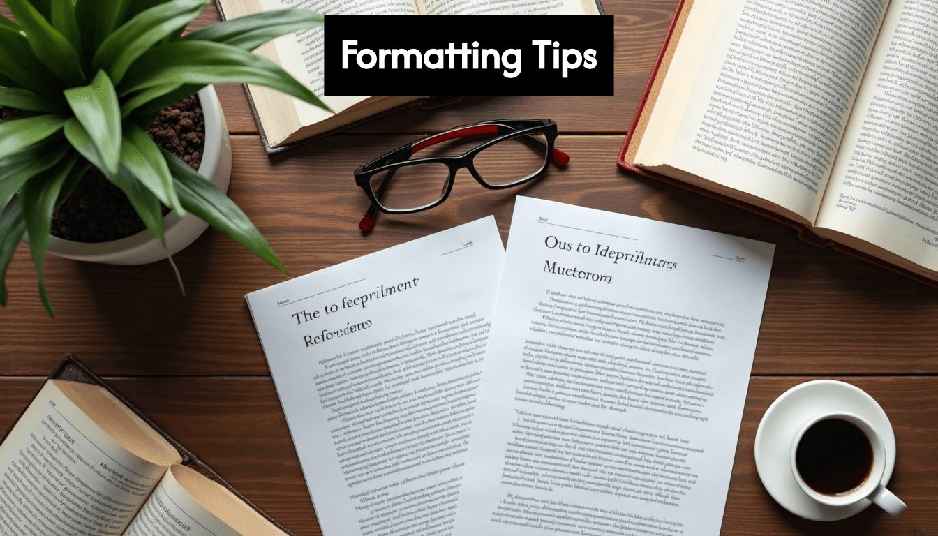 Gedruckte Referenzlisten und akademische Bücher auf dem Schreibtisch