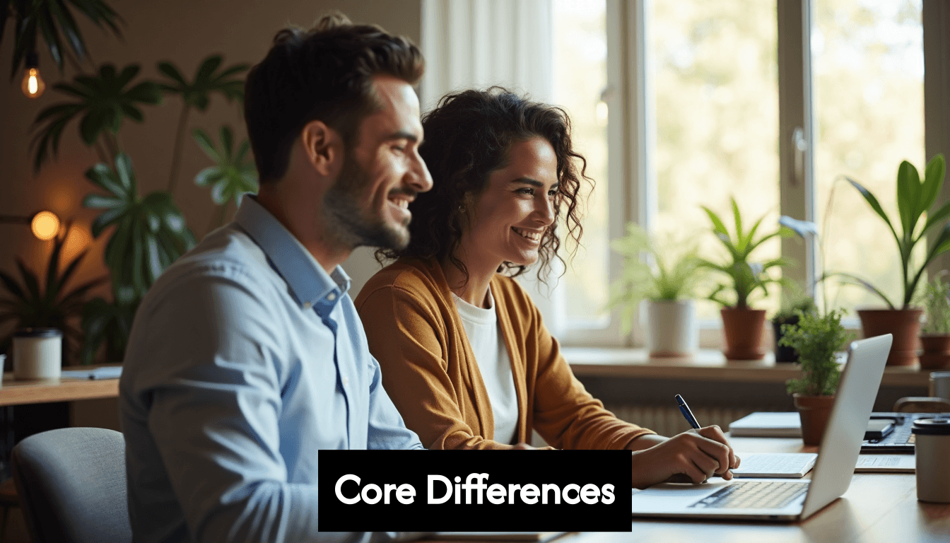 Dois criadores de conteúdo trabalhando juntos na mesa