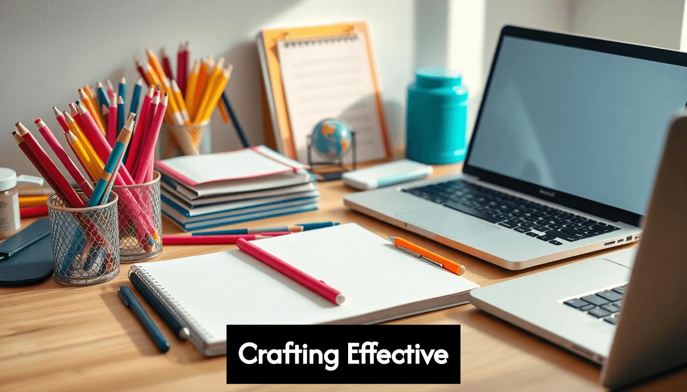 Materiali di scrittura su una scrivania